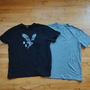American Eagle Super Soft Lot of 2 T-Shirts Men’s Size M Graphic Logo Black Gray